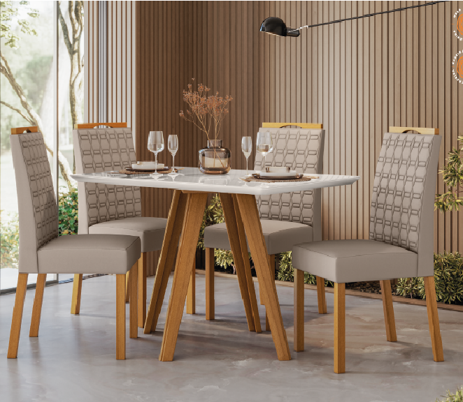 PREÇO + BARATO DO BRASIL | Sala de Jantar Mesa Mariah 23154 + Cadeira Mariah 13054 | New Ceval 