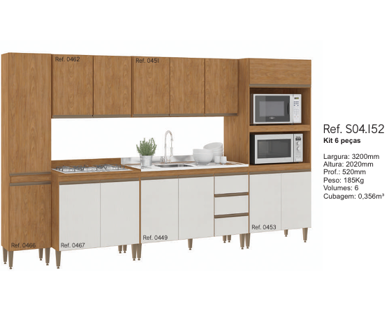 Cozinha Modulada Sabrina c/06 Peças | Soluzione 0226