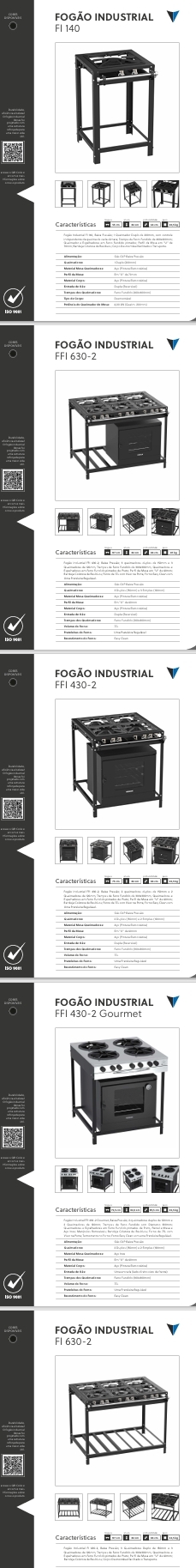 Fogão Industrial | FI 140 - FFI 630-2 - FFI 430-2 -FFI 430-2 Gourmet - FI 630-2 | Venax 0525