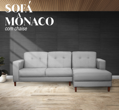 Sofá Mônaco 3L c/ Chaise 256 | MS Decor