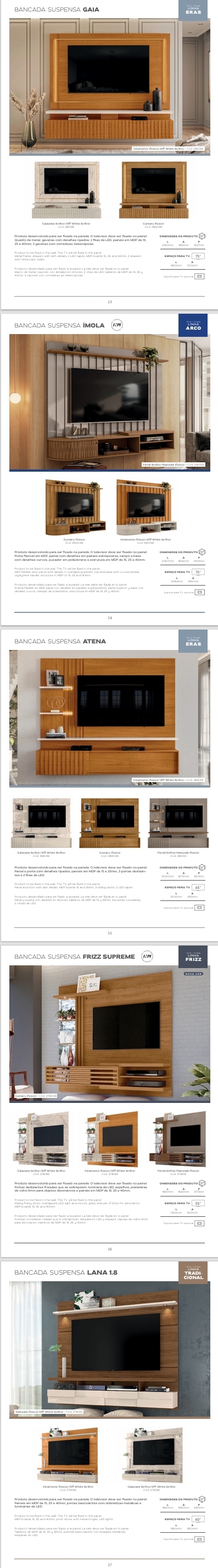 Bancada Suspensa | Gaia - Ímola - Atena - Frizz Supreme - Lana 1.8 | Madetec 0525
