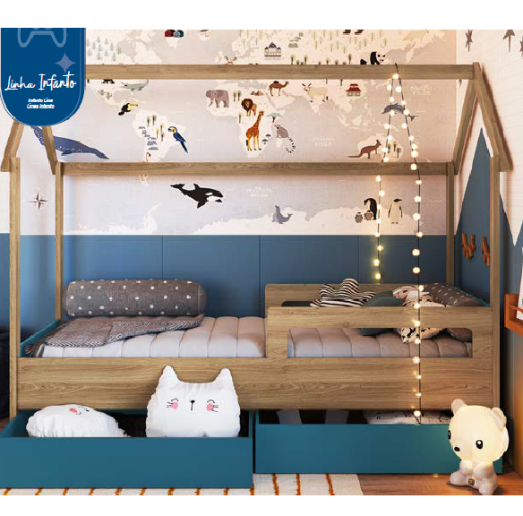 Cama Infantil Montessoriana c/ Gavetões | Completa Móveis