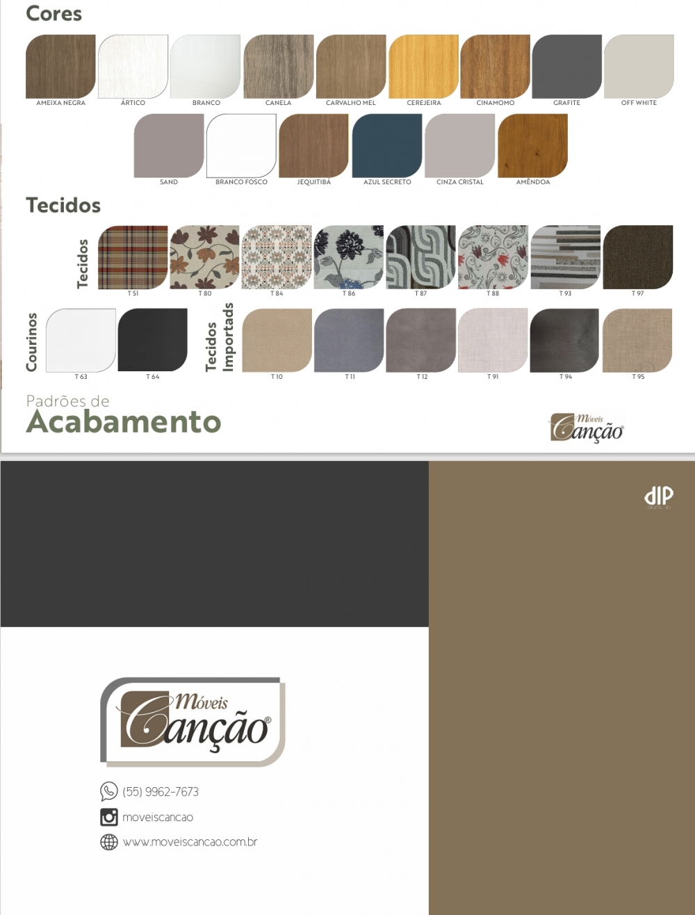 ZCANÇÃO | Tabela de Cores / Tecidos / Acabamentos