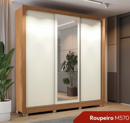 Roupeiro 3 Portas 223 C/ Espelho | M570 | Kappesberg Móveis 0226