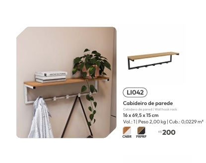 Cabideiro de Parede | LI042 |  Venda: -65% | Kappesberg Crome | 0525
