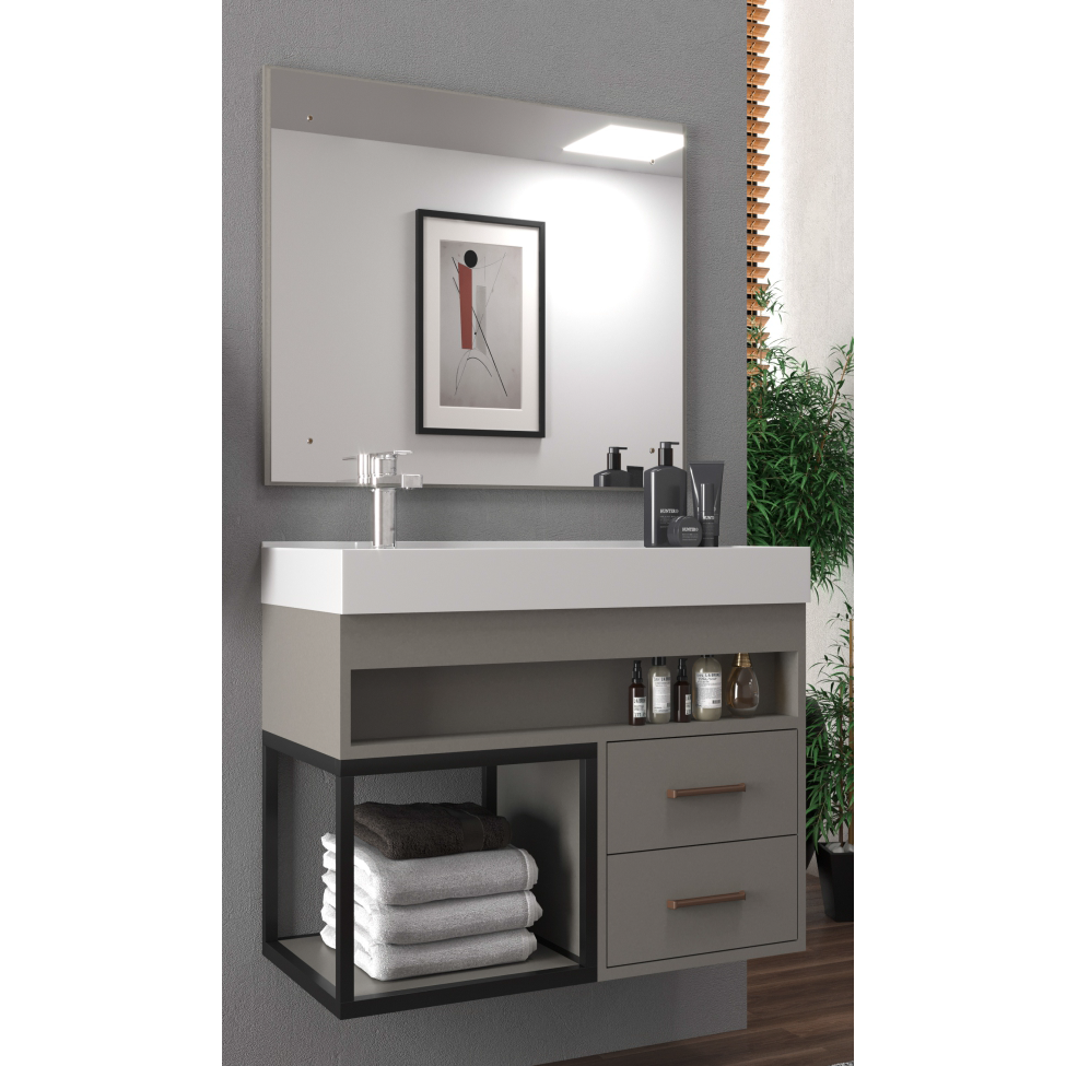 Conjunto Gabinete e Espelheira New 80 Suspenso | Belizze