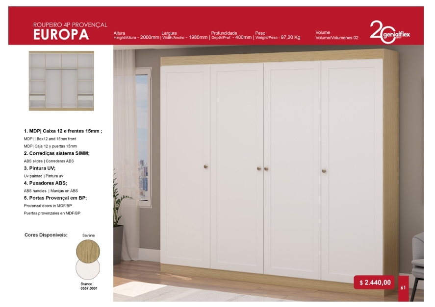 Roupeiro Europa | Genialflex : Venda -50% 0325