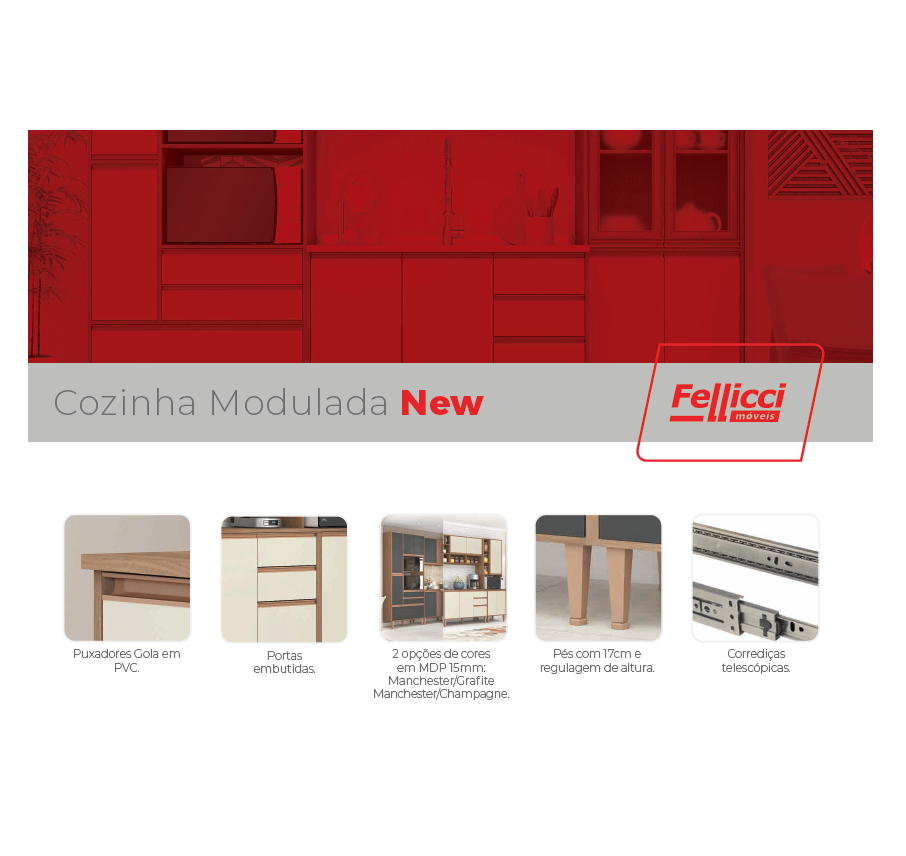 Peças Moduladas da Cozinha New | Fellicci