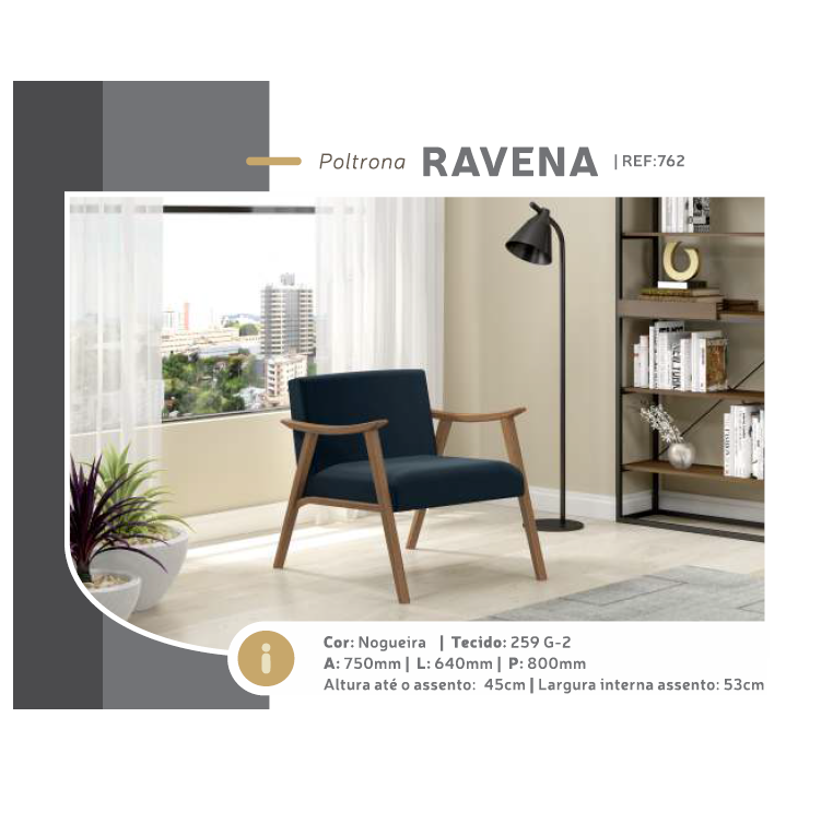 PREÇO + BARATO DO BRASIL | Poltrona Ravena | 762 | Volttoni Móveis Contemporâneos