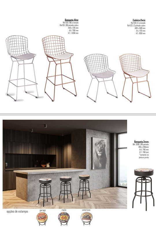 Banqueta Aline - Cadeira Paris - Banqueta Texas | Muller 0525