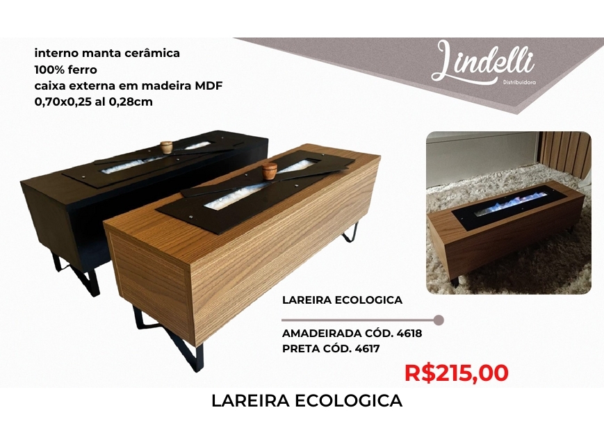 Lareira Ecológica | Lindelli | Venda: +50% 0525