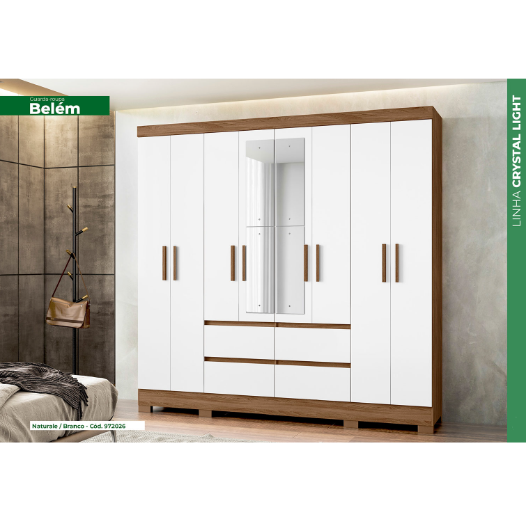 PREÇO + BARATO DO BRASIL | Roupeiro Belém 8 Portas E 4 Gavetas | L 2,16 | Moval