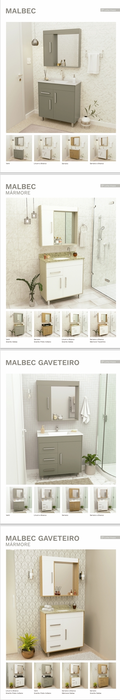 Gabinetes + Espelheiras | Malbec - Astoria - Primavera - Brisa - Litus - Smart - Luzza - Trento | Luminetto 0525