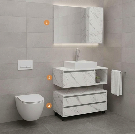 Conjunto de Banheiro | BN3602 - BN3601 - BN3603 | Tecnomobili 0326