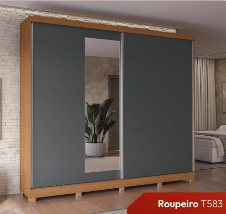 Roupeiro 2 Portas C/ Espelho 270 | T583 | Kappesberg Móveis 0226