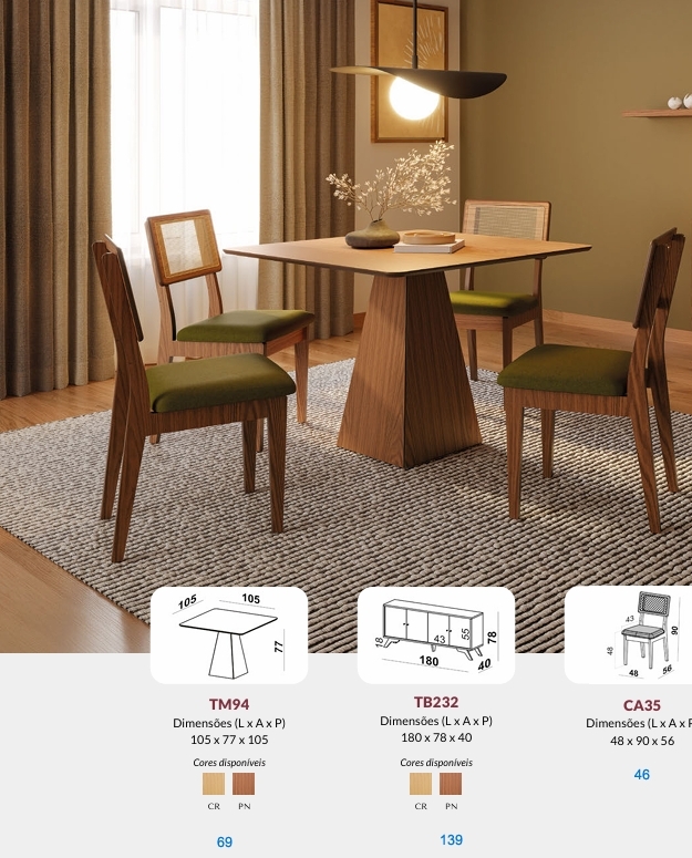 Mesa TM94 + Cadeira CA35 | Dalla Costa 0826