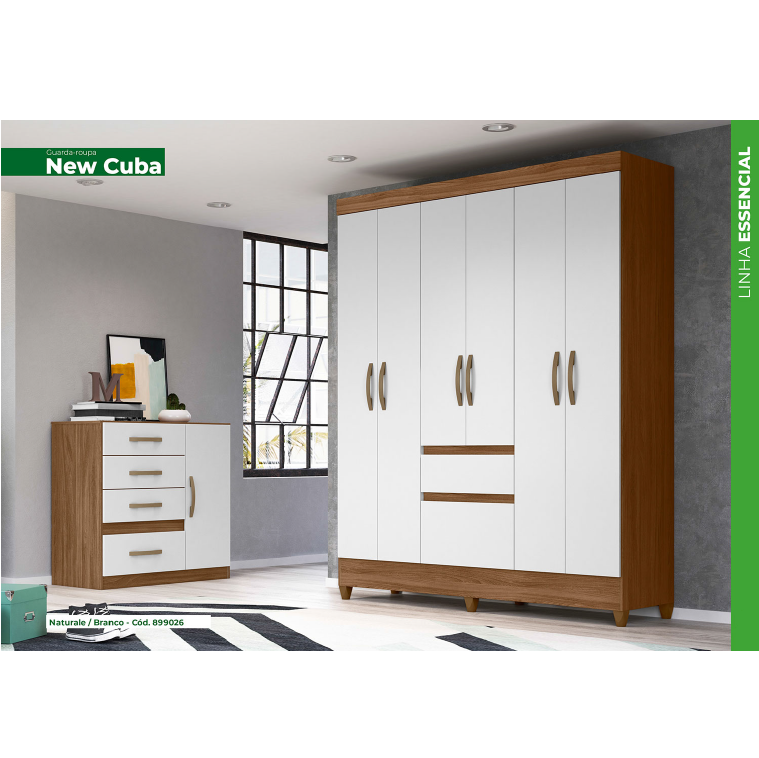 PREÇO + BARATO DO BRASIL | Roupeiro New Cuba 6 Portas E 2 Gavetas | L 1,62 | Moval