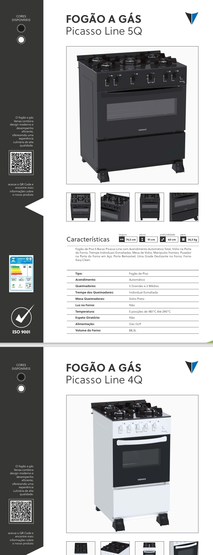 Fogão a Gás | Picasso Line | Venax 0525