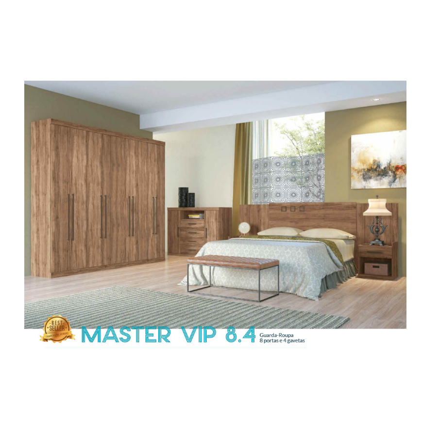 PREÇO + BARATO DO BRASIL | Guarda-Roupas Master Vip 8.4 8 Portas Sem Espelho | 152255 | Santos Andirá