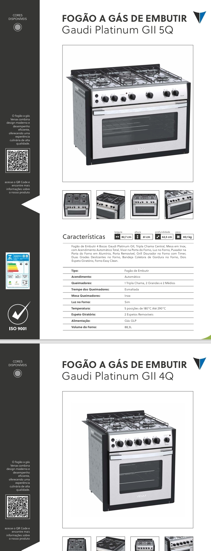 Fogão a Gás | Gaudi Platinum GII | Venax 0525