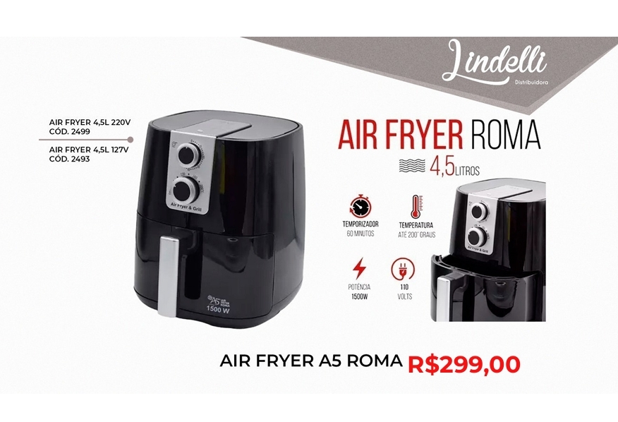 Air Fryer Roma - Chaleira Elétrica | Lindelli | Venda: 50% 0525
