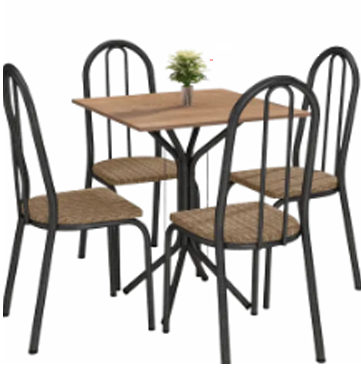 Conj. Thais Mesa c/ Tampo de MDP + 4 Cadeiras | 2922 | Lindelli 0326