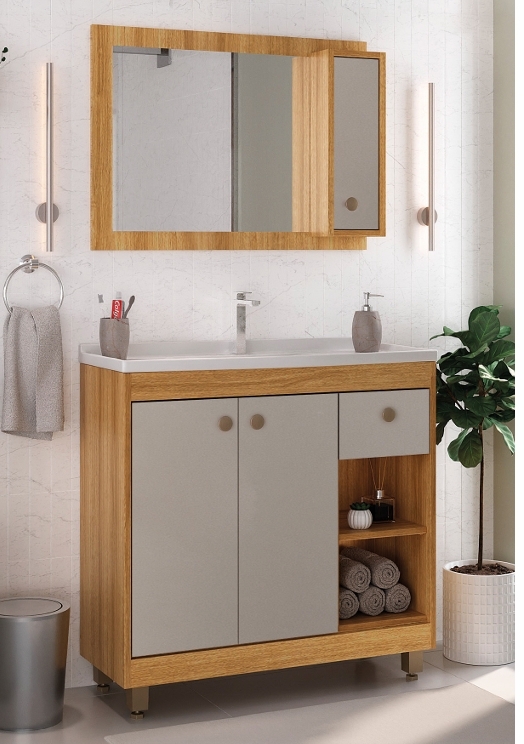 Conjunto Banheiro Viena 80cm | Ozini 0626