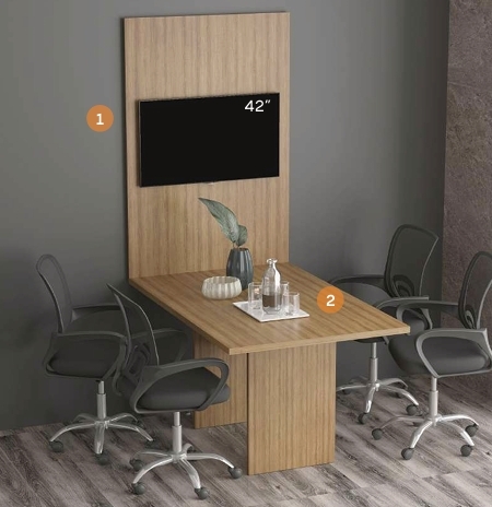 Painel + Mesa de Escritório | 01-PA2915 - 02-ME4191 | Tecnomobili 0326