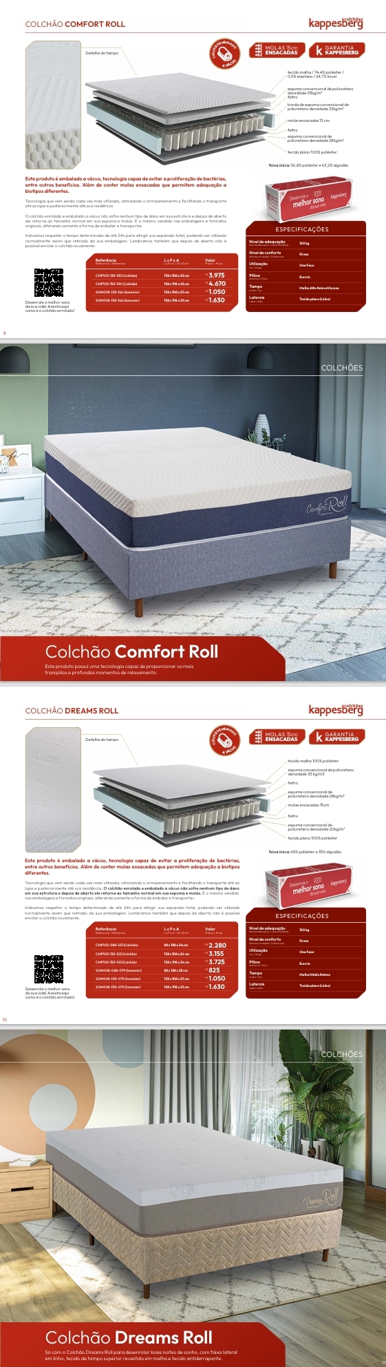 Colchões | Comfort Roll - Dreams Roll - Duna | Venda: -62% Kappesberg Colchões 0525