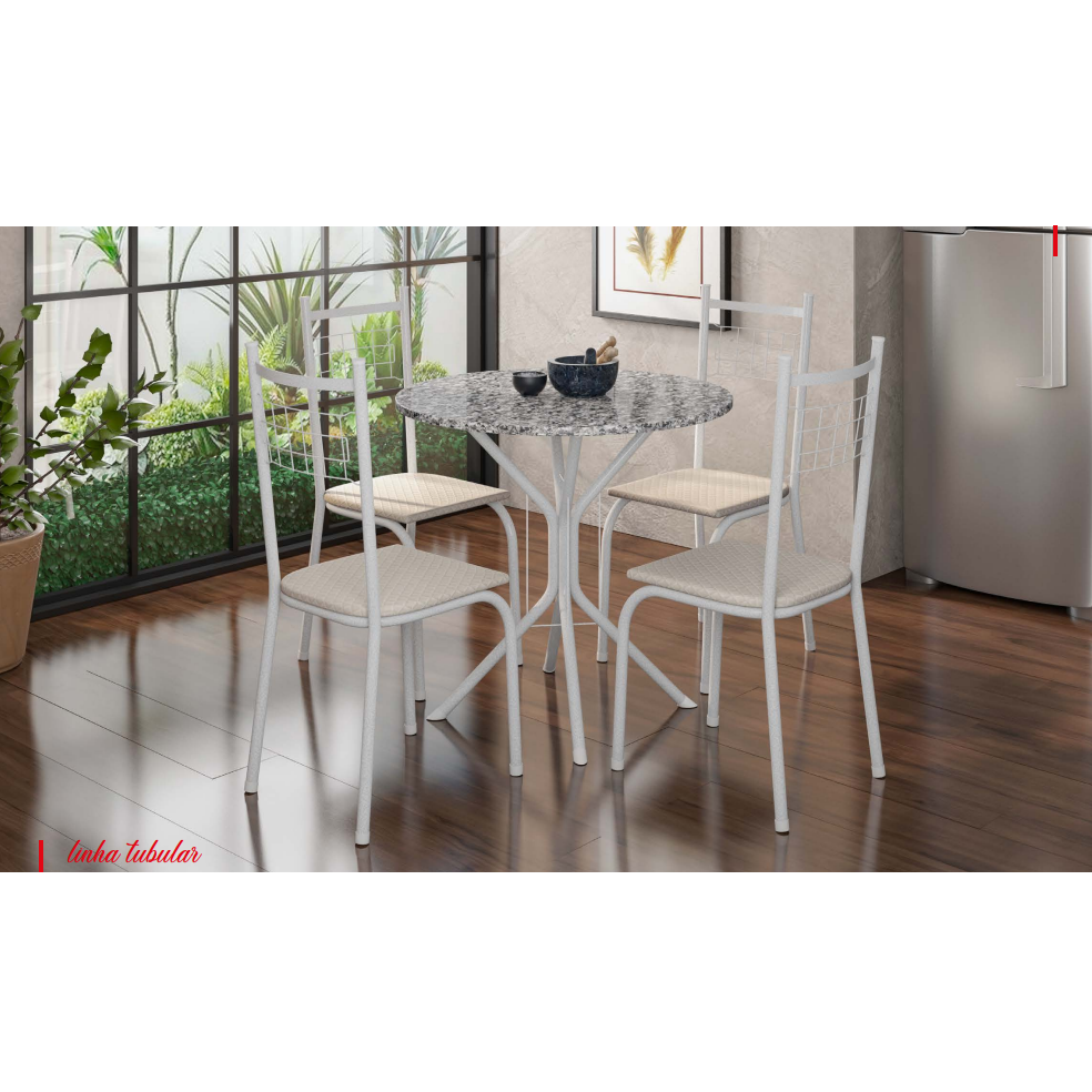PREÇO + BARATO DO BRASIL | Mesa Floripa + 4 Cadeiras New Lisboa | Metta Mobili