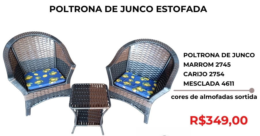 Poltrona de junco estofada | Lindelli Venda: +50% 0825