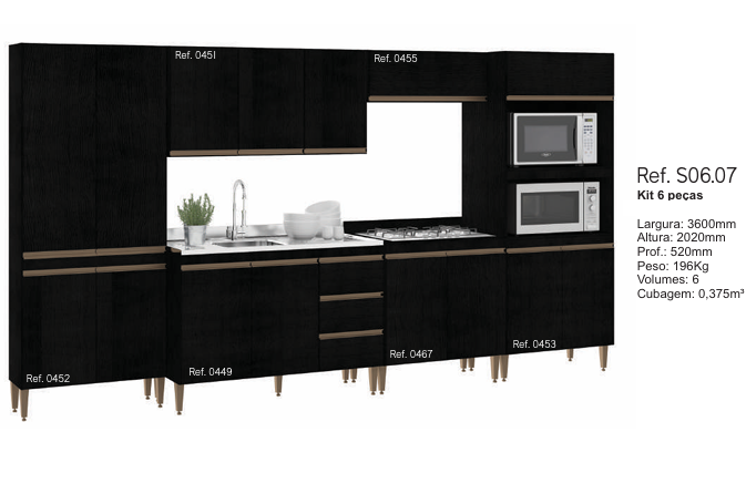 Cozinha Modulada Sabrina c/06 Peças | S06.07 | Soluzione 0226