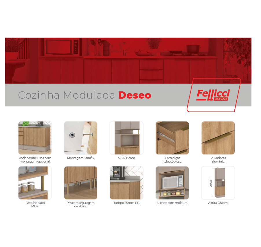 Peças Moduladas da Cozinha Deseo | Fellicci