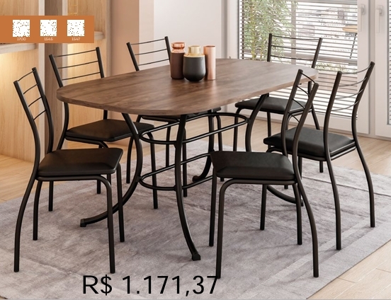 Conjunto Sala de Jantar | Cadeira - Mesas | Carraro | Venda: +60% 0925