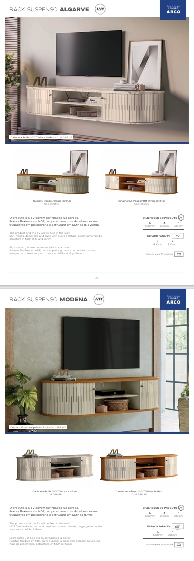 Rack Suspenso | Algarve - Modena | Madetec 0525