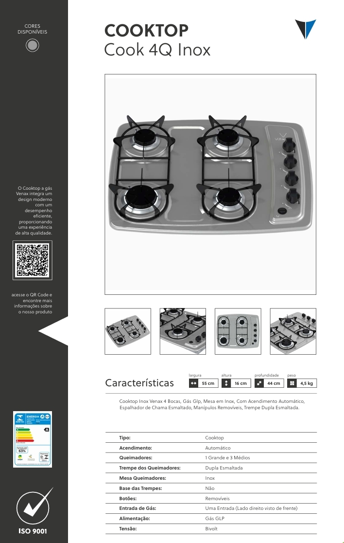Cooktop | Cook 4Q Inox | Venax 0525