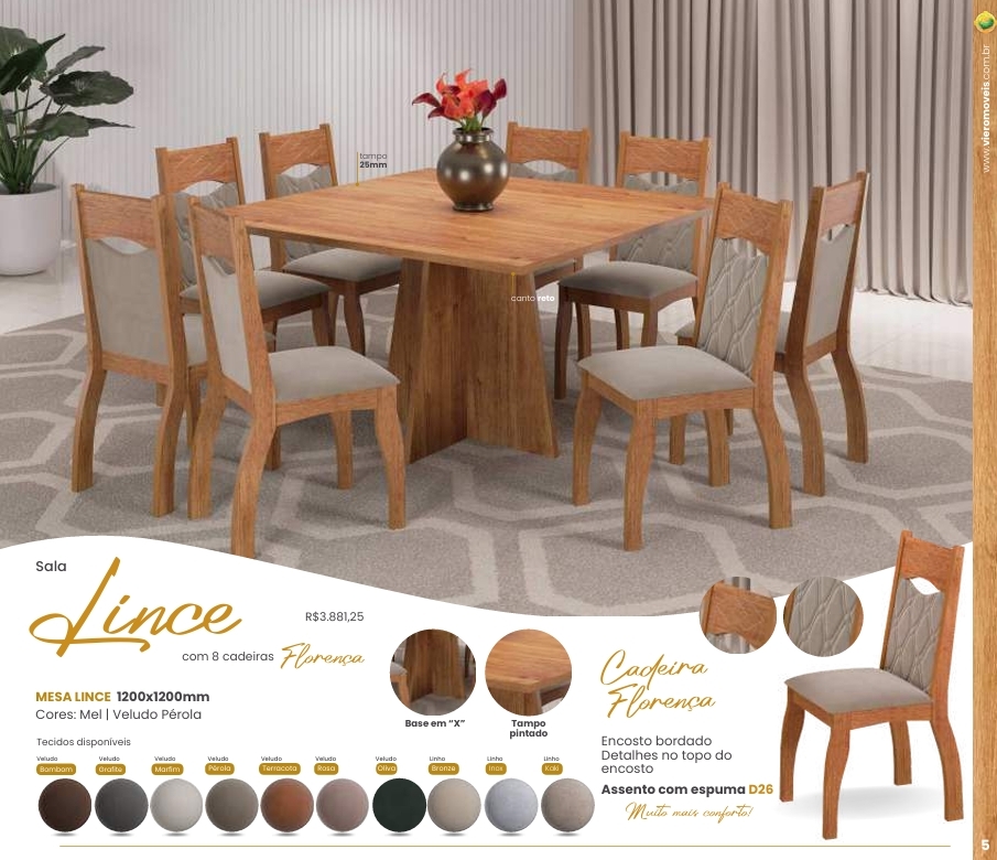 Mesa Lince + Cadeira Florença | Viero | Venda: -45% 0925