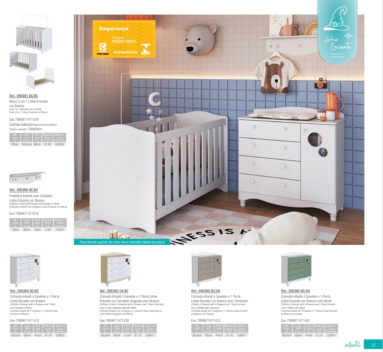 Linha Encanto | ENC001 - ENC006 - ENC003 - ENC004 - ENC002 - ENC005 | Completa Móveis 1125