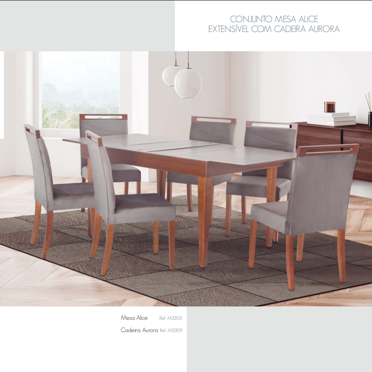 PREÇO + BARATO DO BRASIL | Conjunto Mesa Extensível Alice + Cadeira Aurora | M3305 / M3309 | ACG