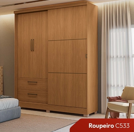 Roupeiro 3 Portas s/ Espelho 180 | C533 | Kappesberg Móveis 0226