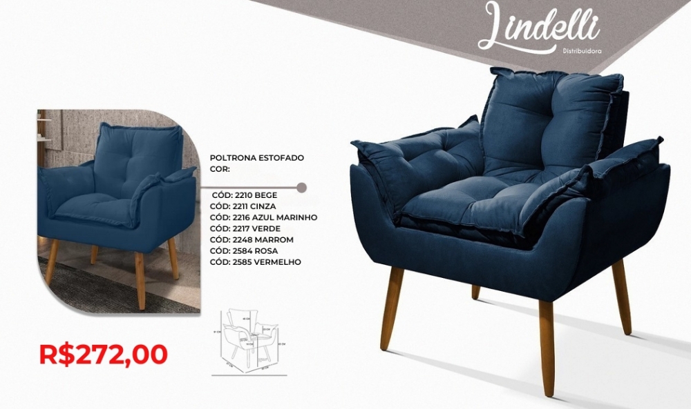 Poltrona estofada | Lindelli Venda: +50% 0825