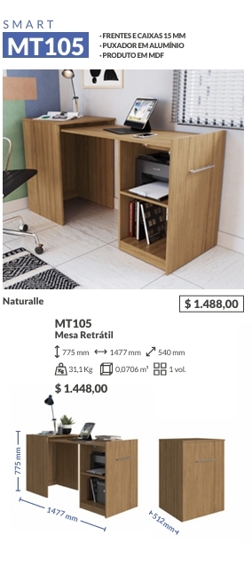 Mesa Retrátil | MT105 |  Decibal : Venda -65% 0325