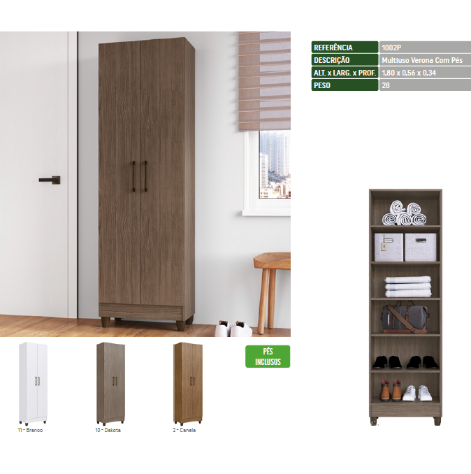 Multiuso Verona 2 Portas c/ Pés 56 | 1002P | Faimec Móveis