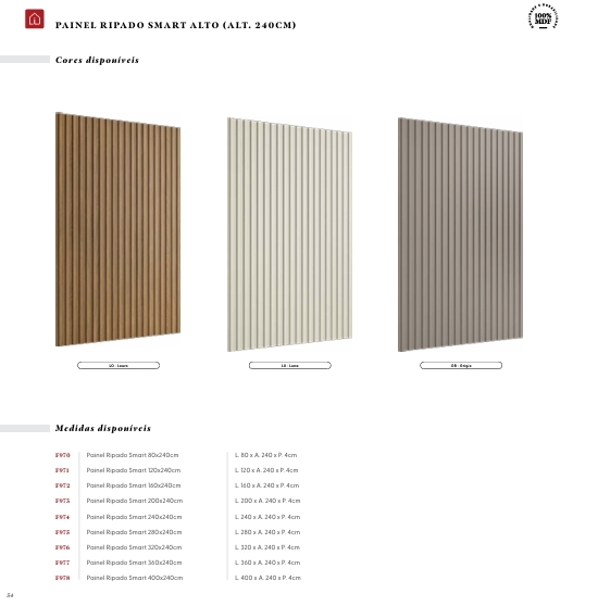 Painel Ripado Smart Alto | F970 - F971 - F972 - F973 - F974 - F975 -  F976 -  F977 - F978 | Decorline 0425