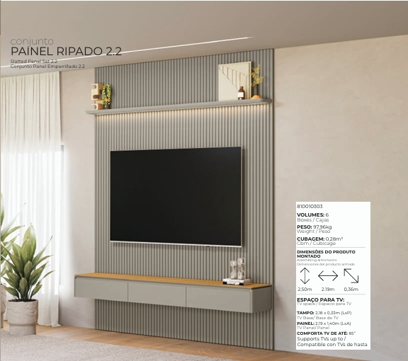 Conjunto Painel Ripado 2.2 | Linea 0726