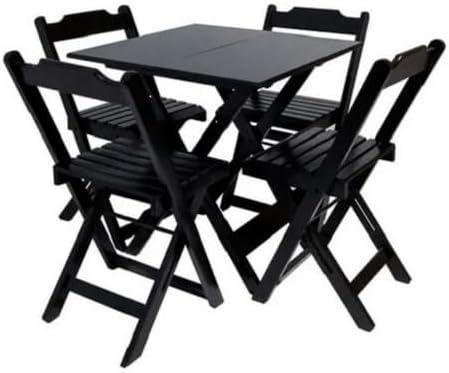 Mesa de Madeira Bar Dobrável 70x70 + 4 Cadeiras | VJ Atacado 0226