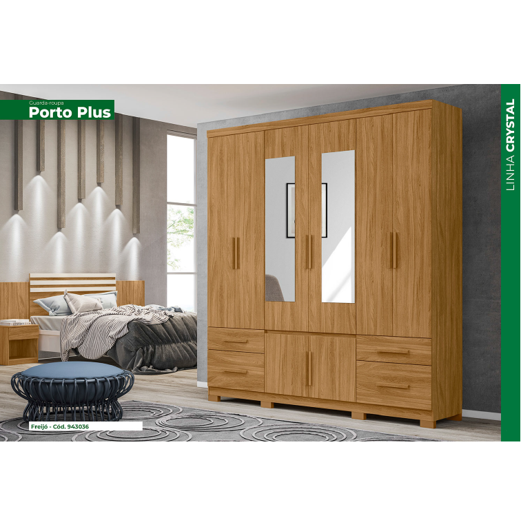 PREÇO + BARATO DO BRASIL | Roupeiro Porto Plus 8 Portas E 4 Gavetas | L 2,01 | Moval