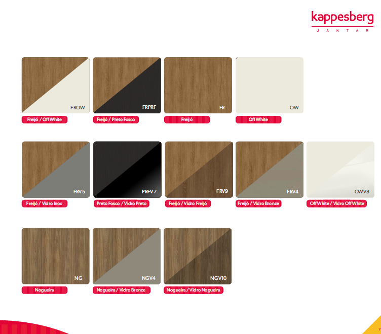 Linha Sala de Jantar | Cores Bases e Tampos | Kappesberg