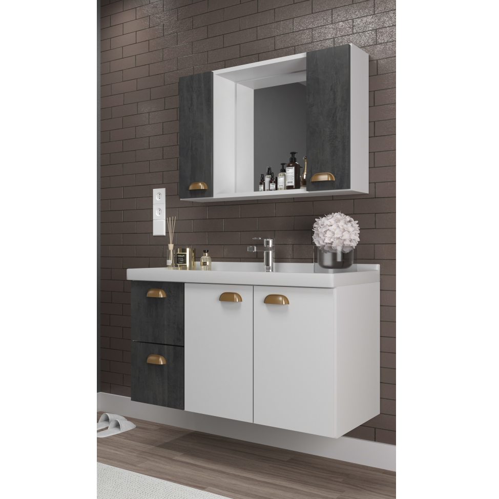 Conjunto Gabinete e Espelheira Tropical 80 Suspenso | Belizze 