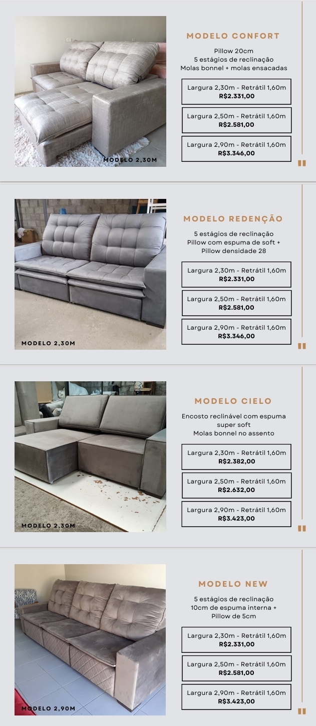 Estofados | Confort - Redenção - Cielo - New | Confidare | Venda: +50% 0525